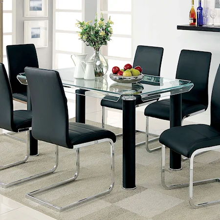 Contemporary Metal and Glass Dining Table